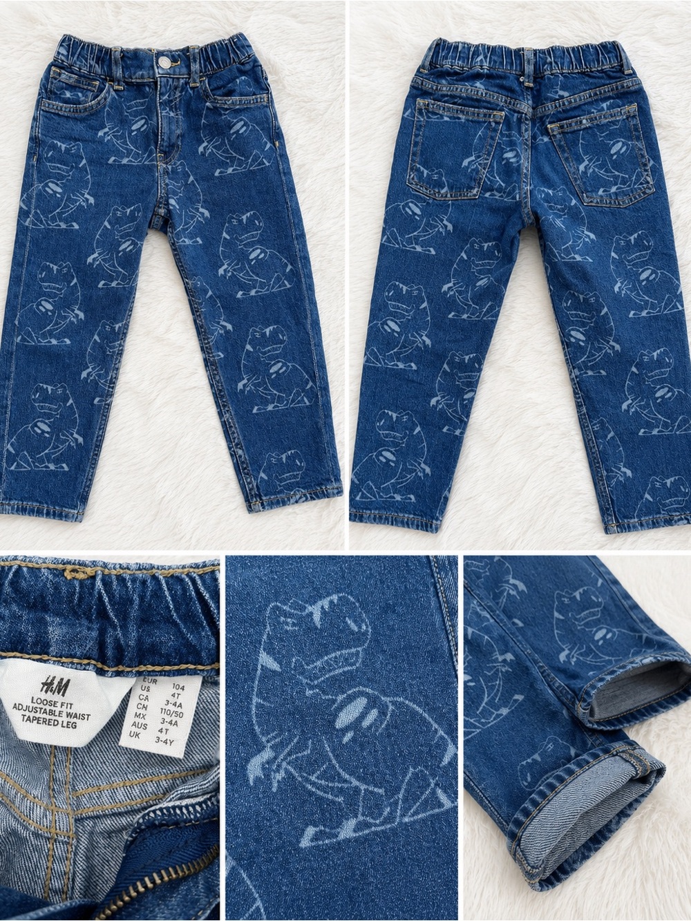 🦖  H&M Dinosaur Print Jeans Boys Size 4T